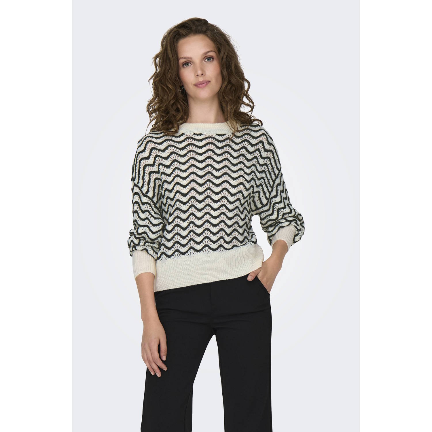 Jacqueline de Yong Witte Geometrische Gebreide Kleding voor Vrouwen White Dames