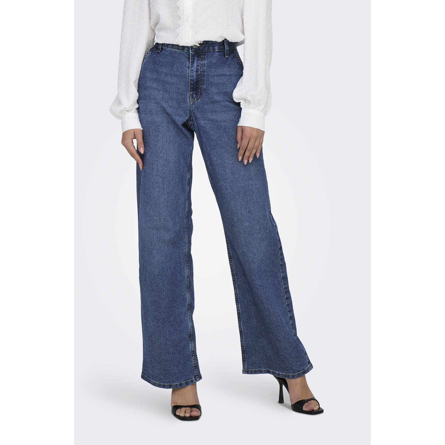JDY high waist straight leg jeans MOON medium blue denim