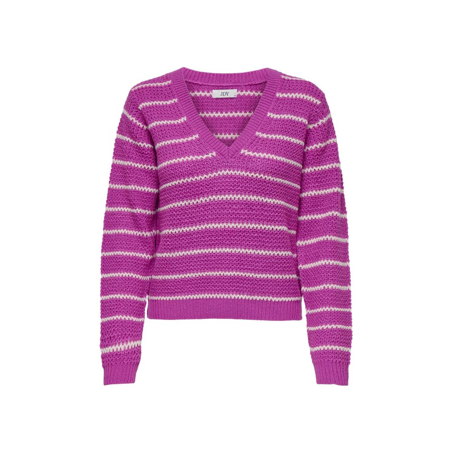 Jacqueline de Yong Gestreepte V-hals Trui Vrouwen Purple Dames
