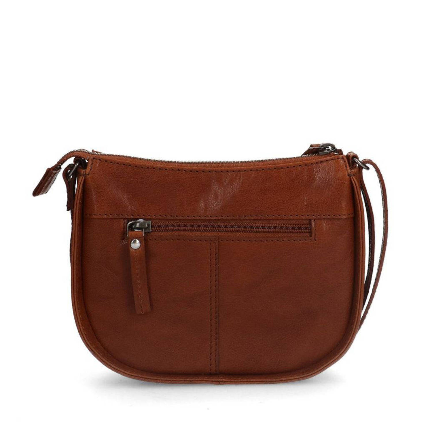 Manfield leren crossbody tas cognac
