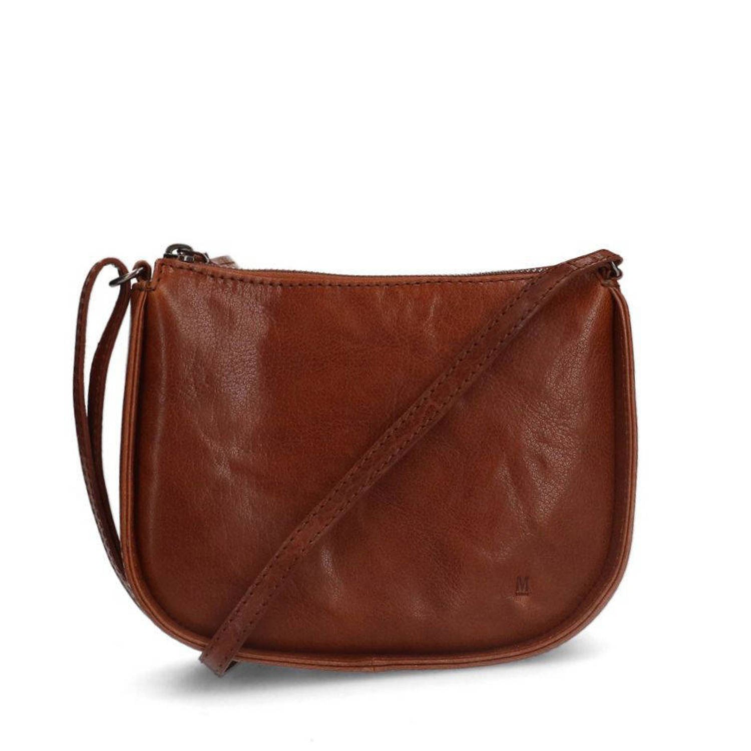 Manfield leren crossbody tas cognac