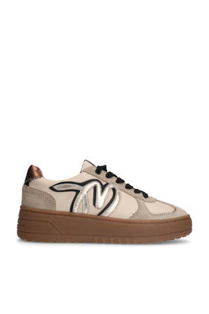 leren sneakers beige/goud