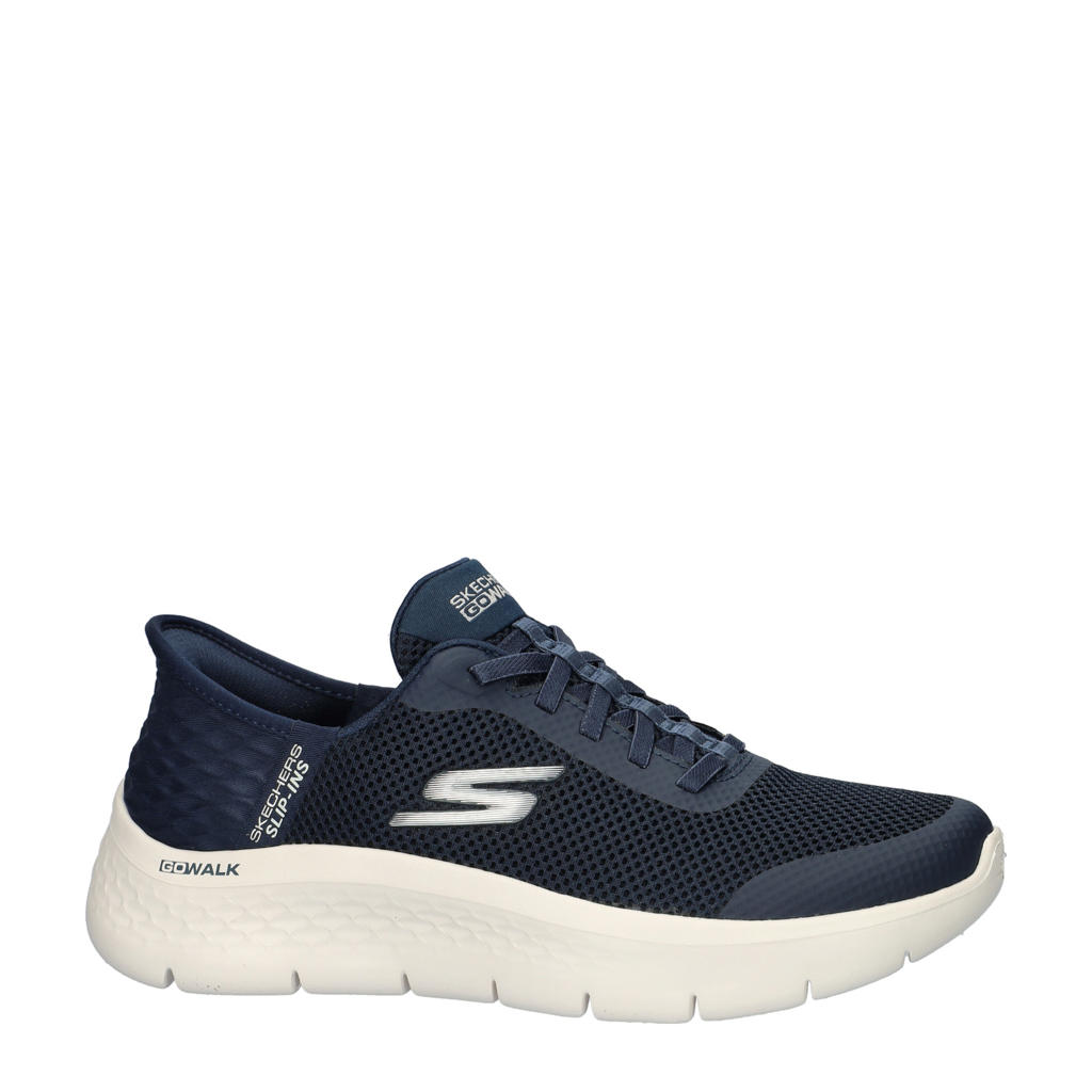 Donkerblauwe dames Skechers sneakers van textiel met veters