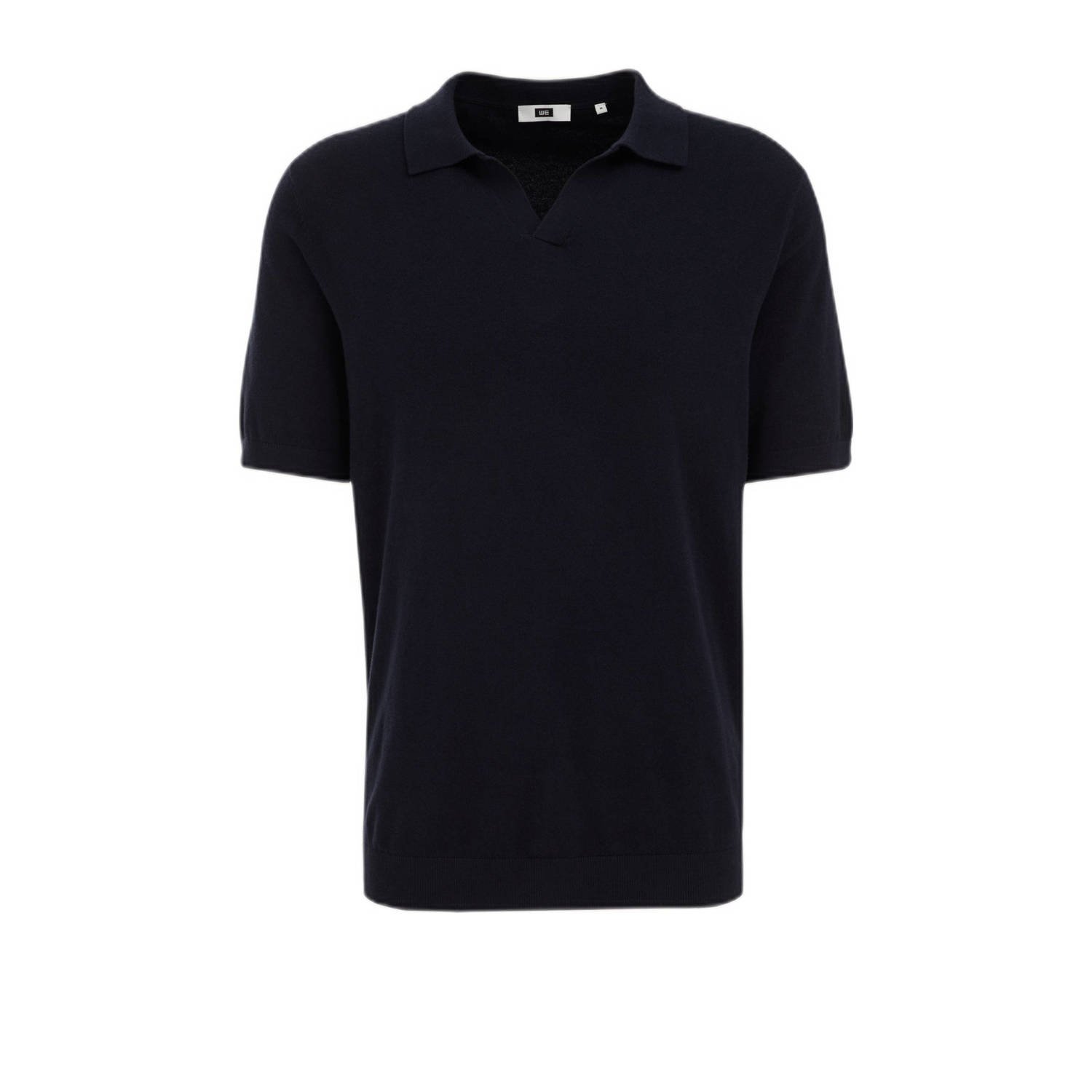WE Fashion gebreide polo donkerblauw
