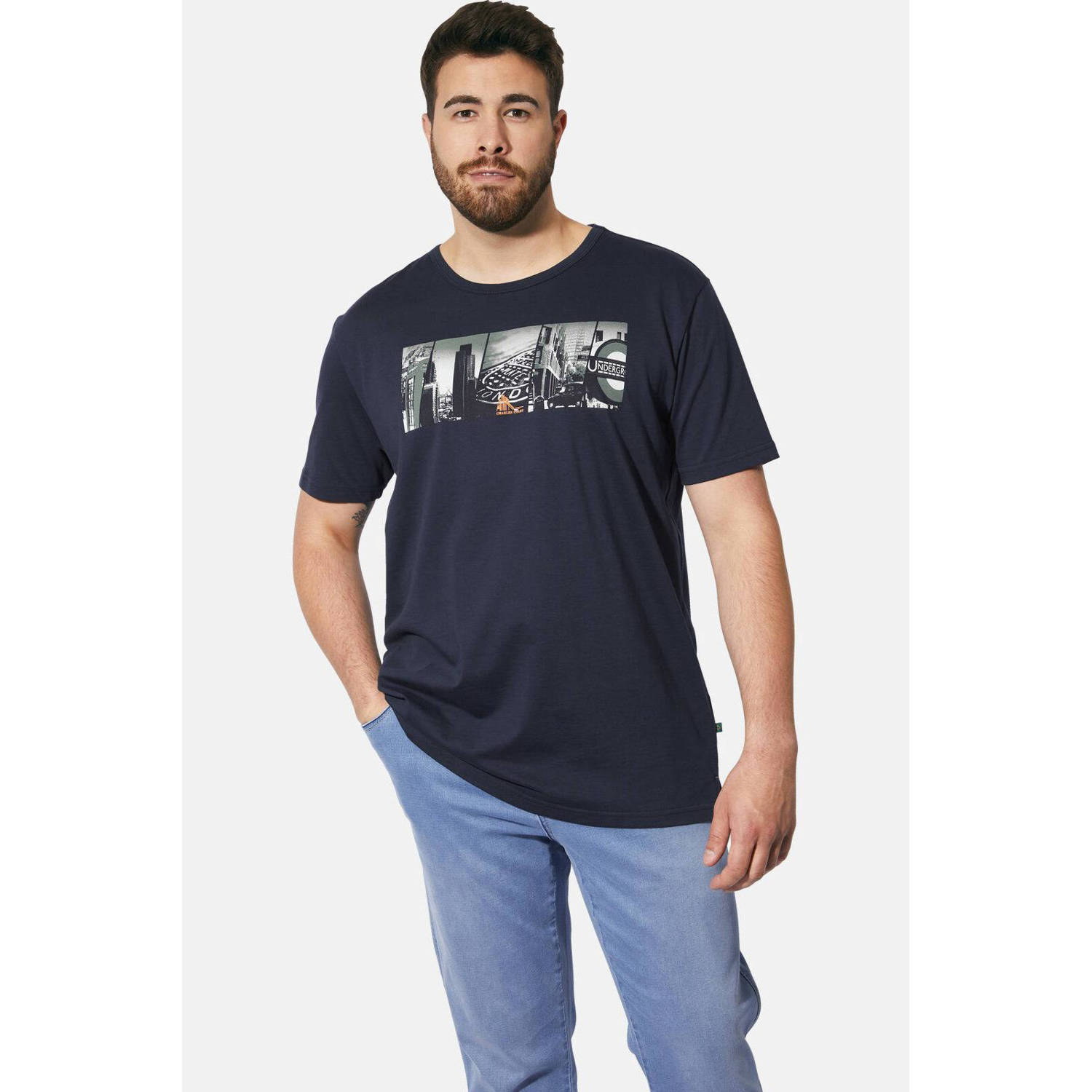Charles Colby T-shirt EARL BASELEY Plus Size met printopdruk donkerblauw