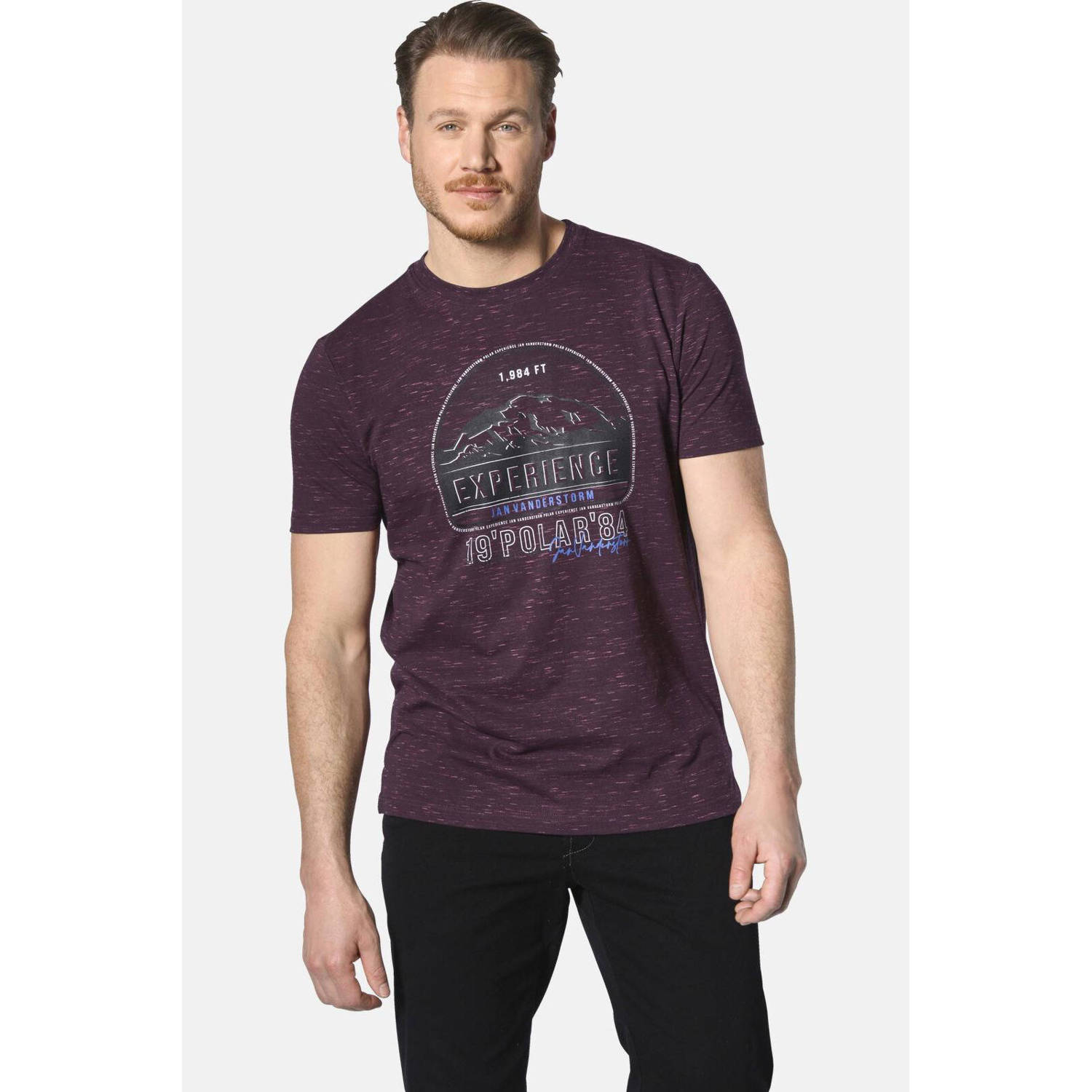 Jan Vanderstorm T-shirt PERDALSON Plus Size met printopdruk donkerrood