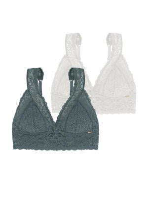 voorgevormde bralette Lana (set van 2) groen/ecru