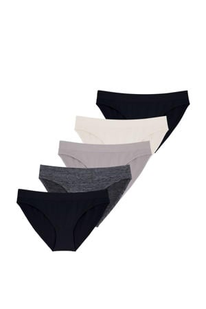 slip Rosanne (set van 5) zwart/ecru/grijs
