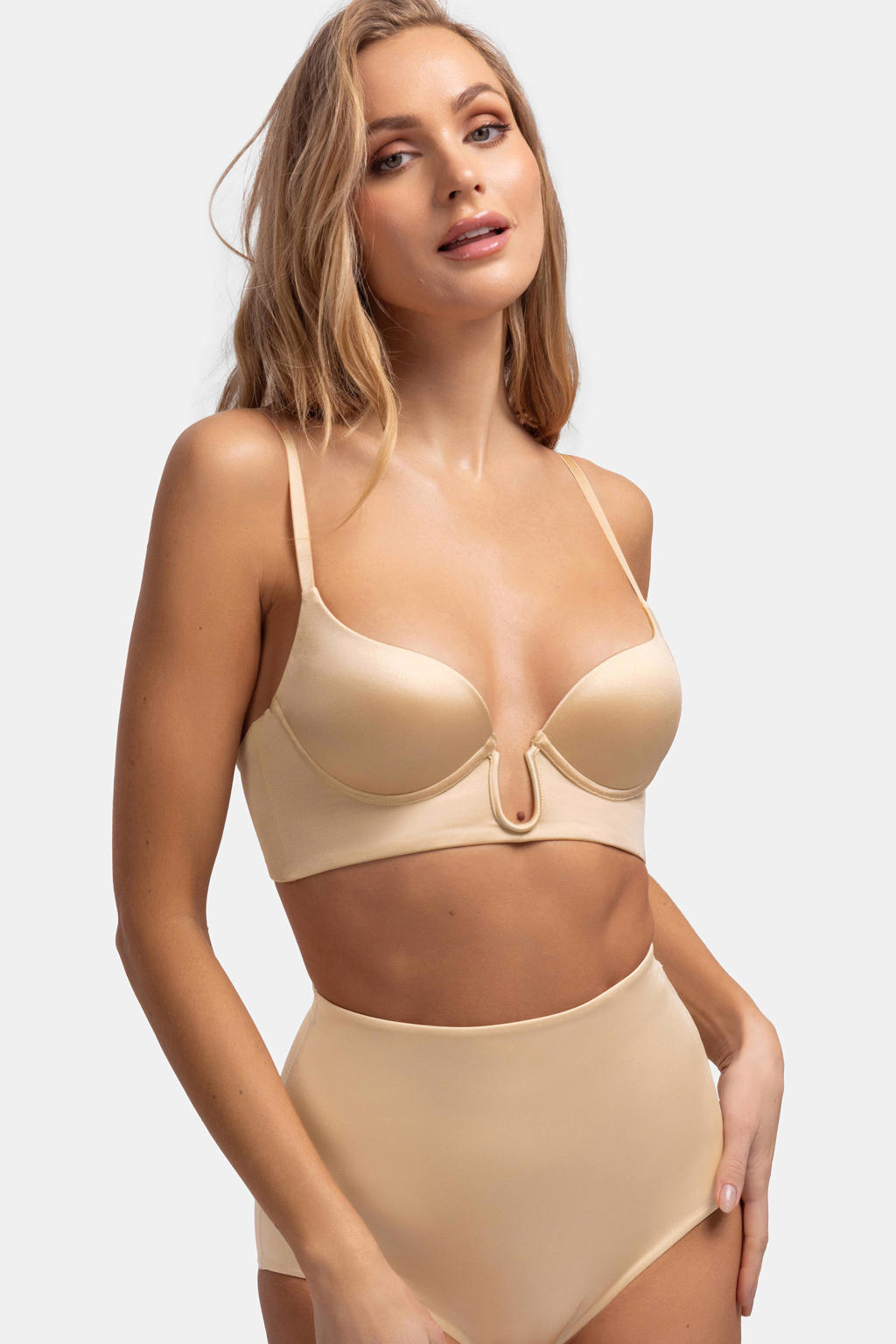 Dorina laag uitgesneden voorgevormde T-shirt-bh met beugel Sublime Sculpt beige