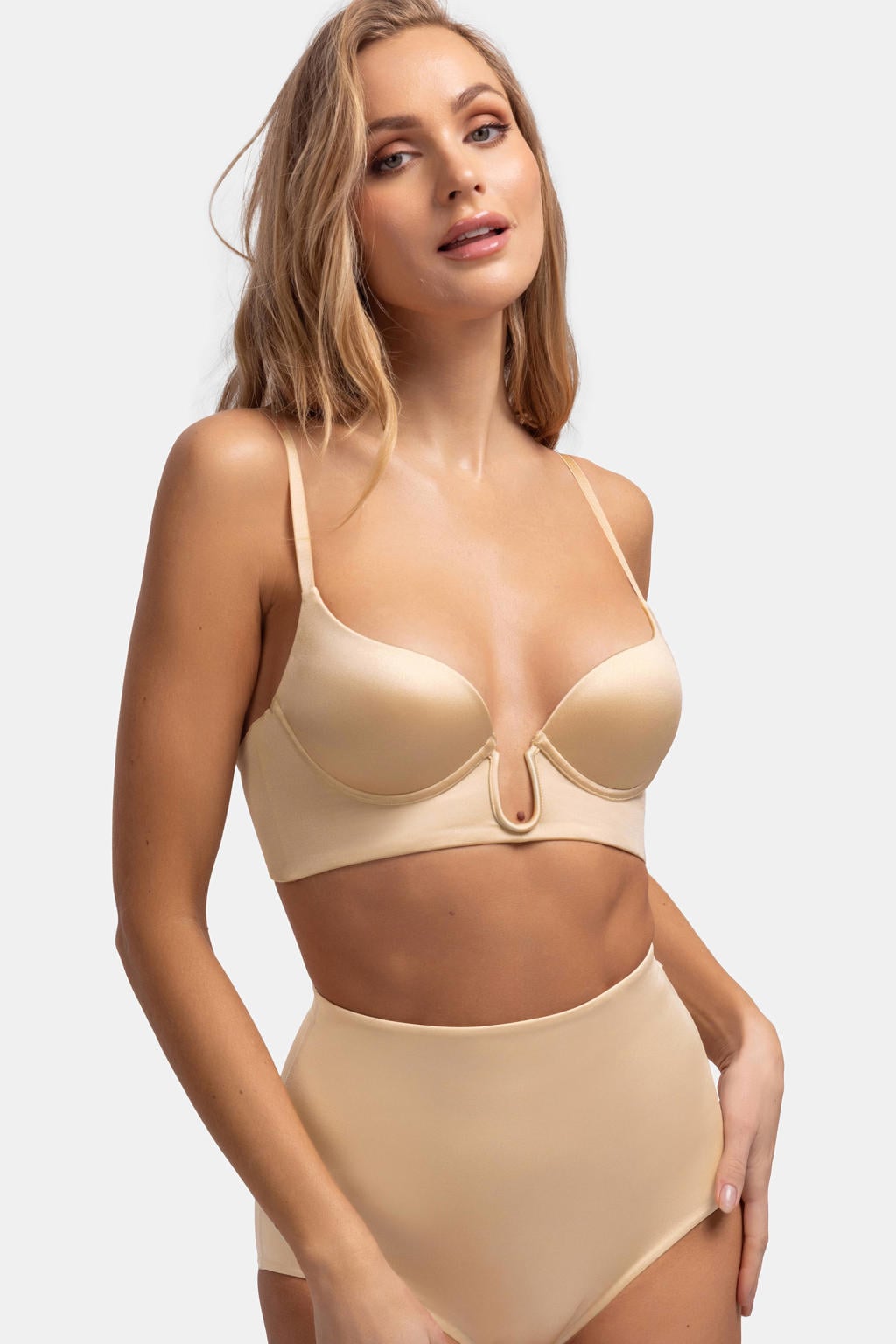 Dorina laag uitgesneden voorgevormde T-shirt-bh met beugel Sublime Sculpt beige