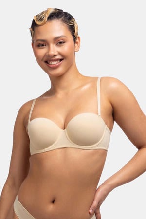 voorgevormde strapless balconette bh Michelle beige
