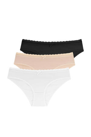 slip Naomi (set van 3) ecru/beige/zwart