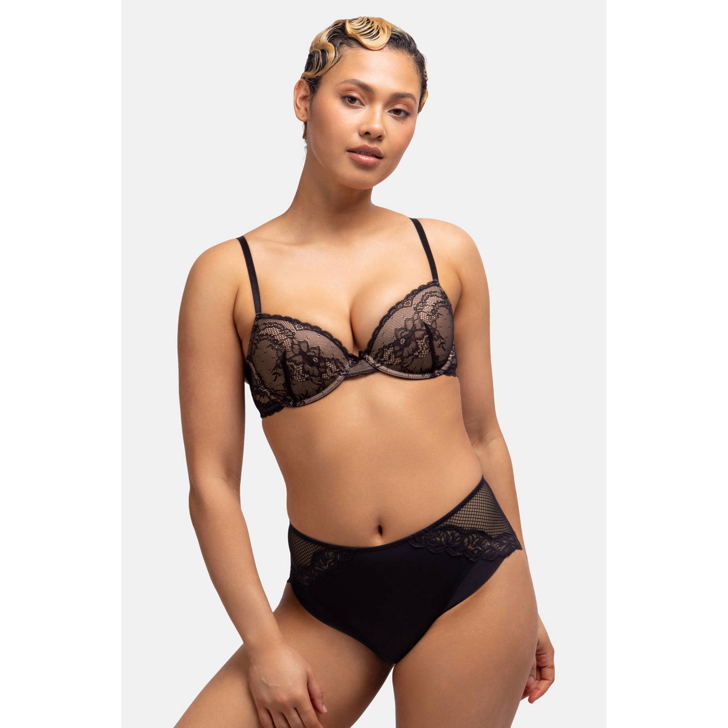 Dorina voorgevormde beugelbh Chloe (set van 2) beige zwart