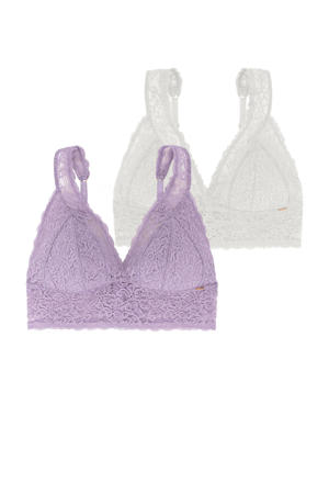 voorgevormde bralette Lana (set van 2) paars/ecru