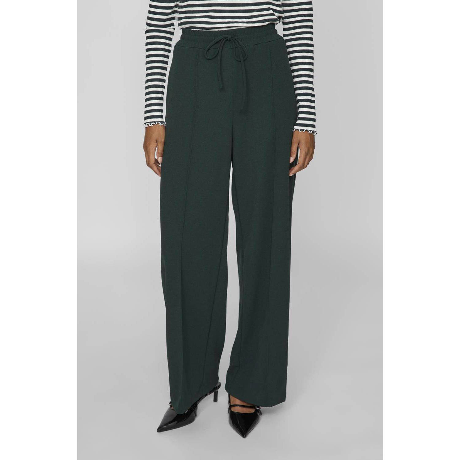 VILA high waist wide leg broek VICLUA donkergroen