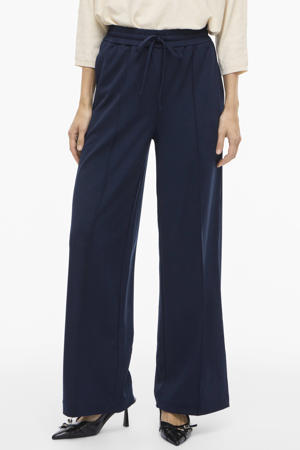 high waist wide leg broek VICLUA donkerblauw