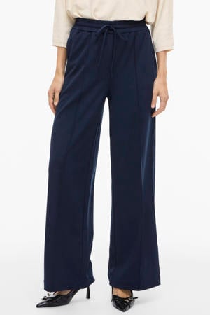 high waist wide leg broek VICLUA donkerblauw