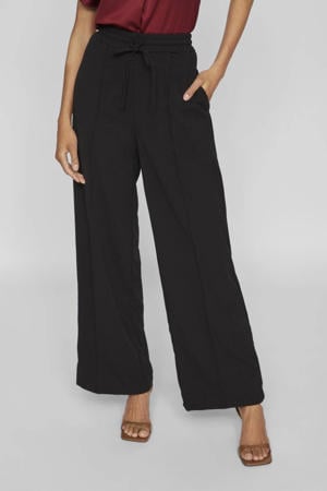 high waist wide leg broek VICLUA zwart