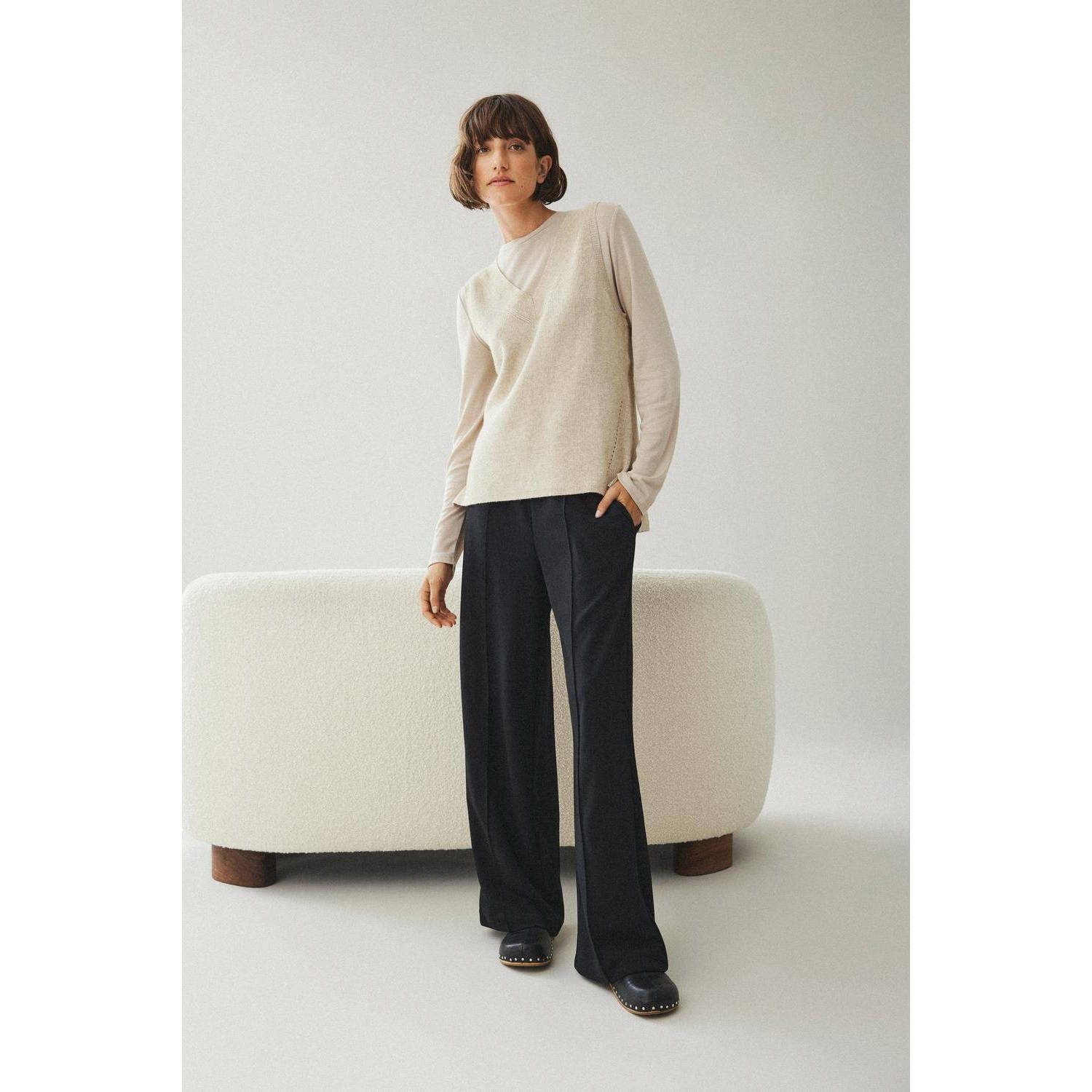 VILA high waist wide leg broek VICLUA zwart