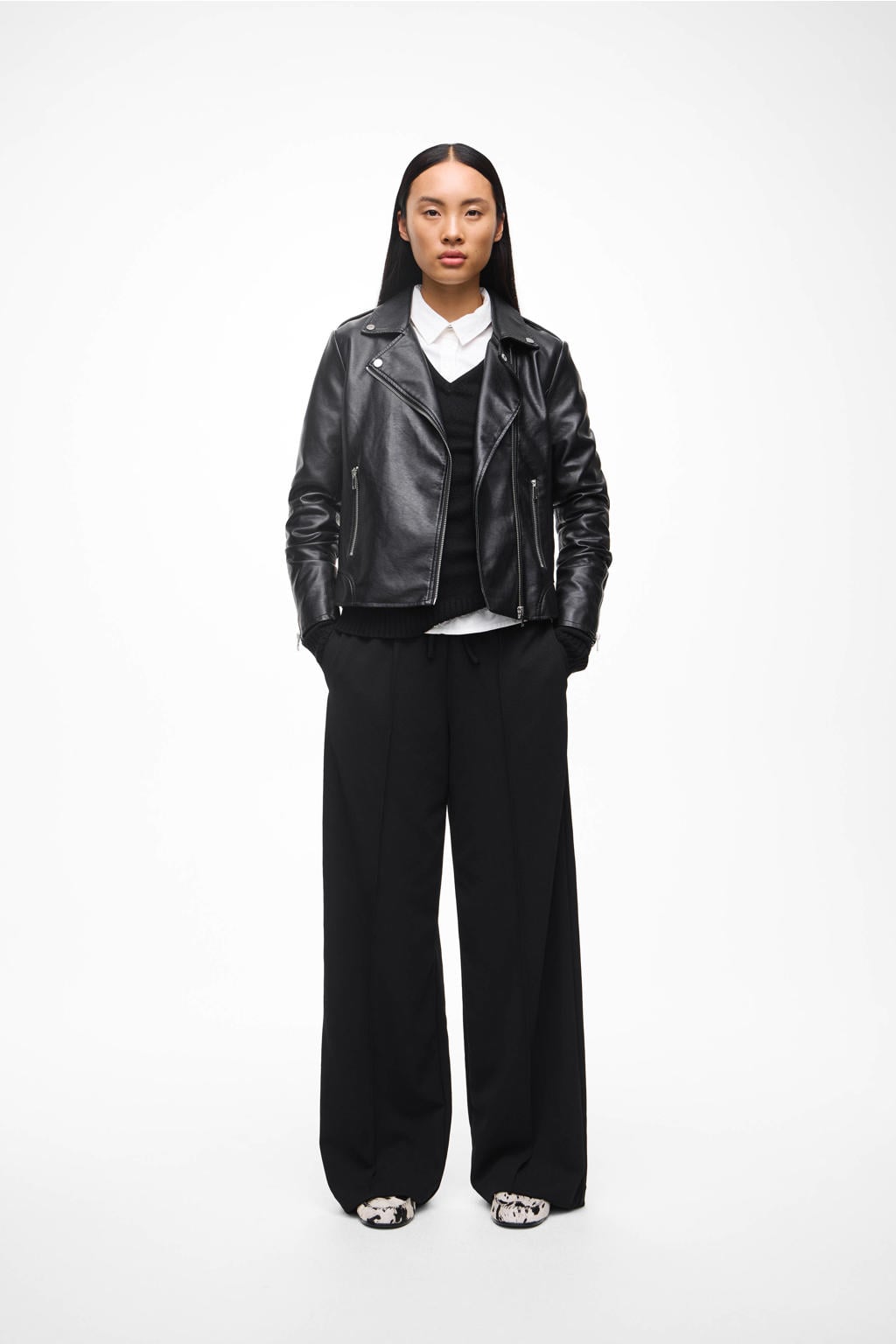 VILA high waist wide leg broek VICLUA zwart