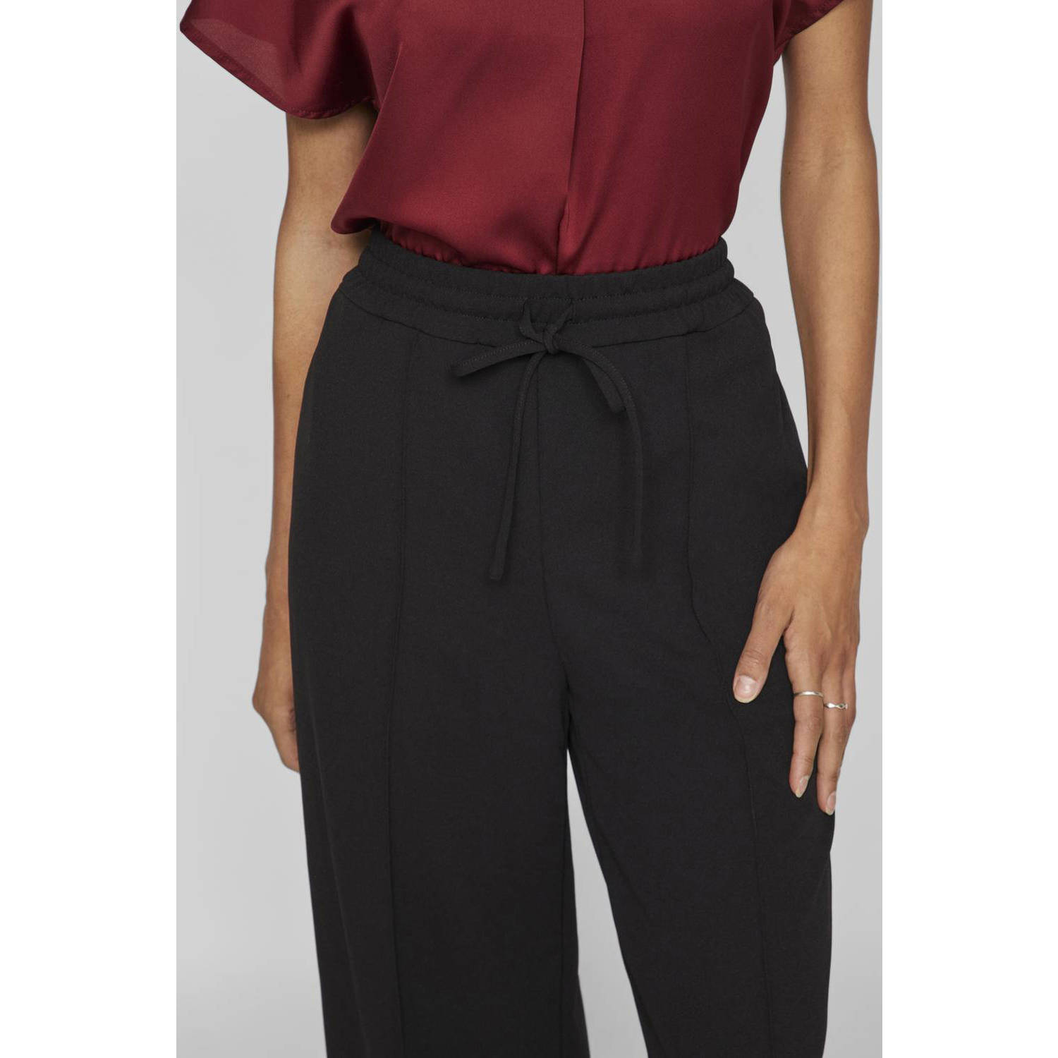 VILA high waist wide leg broek VICLUA zwart