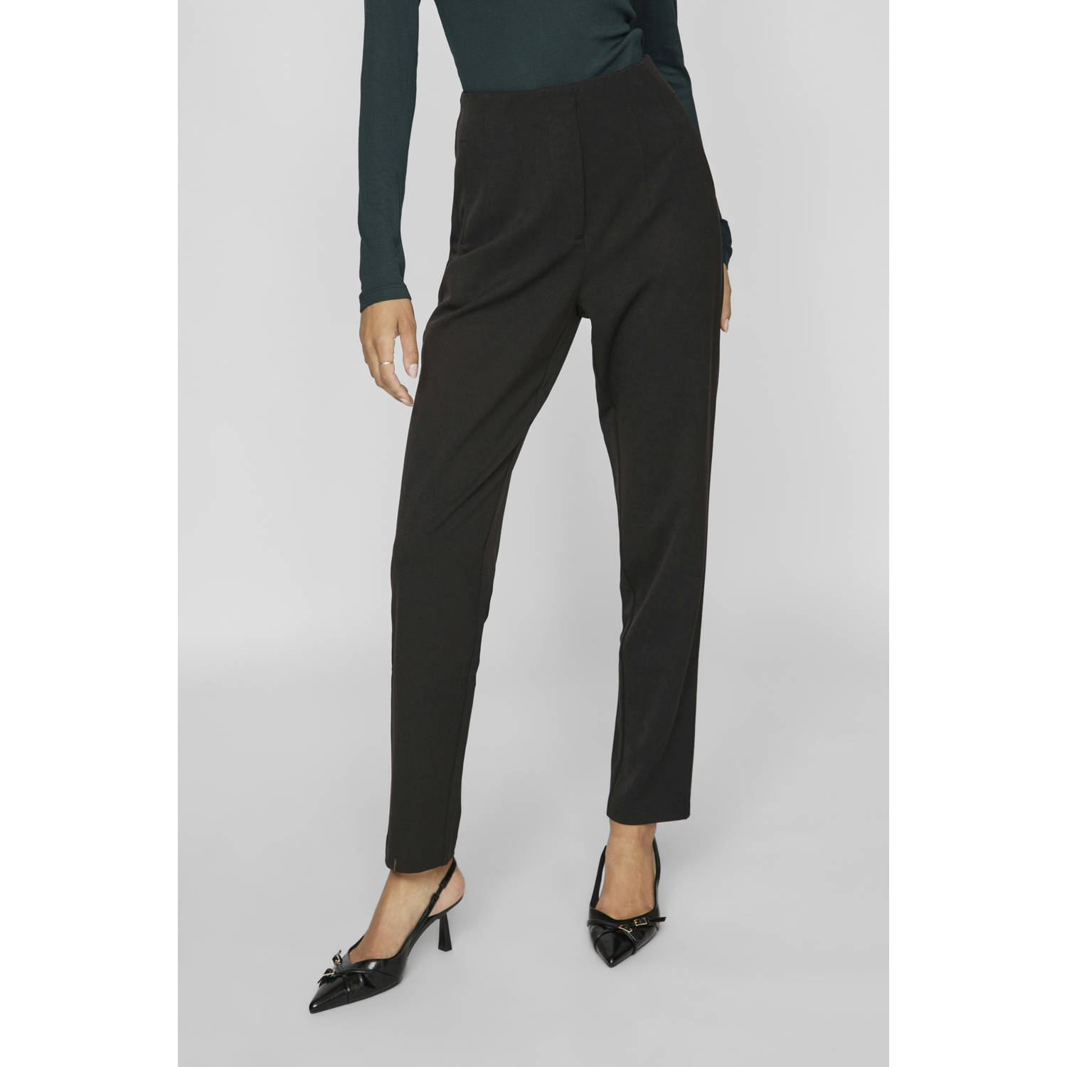 VILA high waist regular fit pantalon VIVARONE zwart