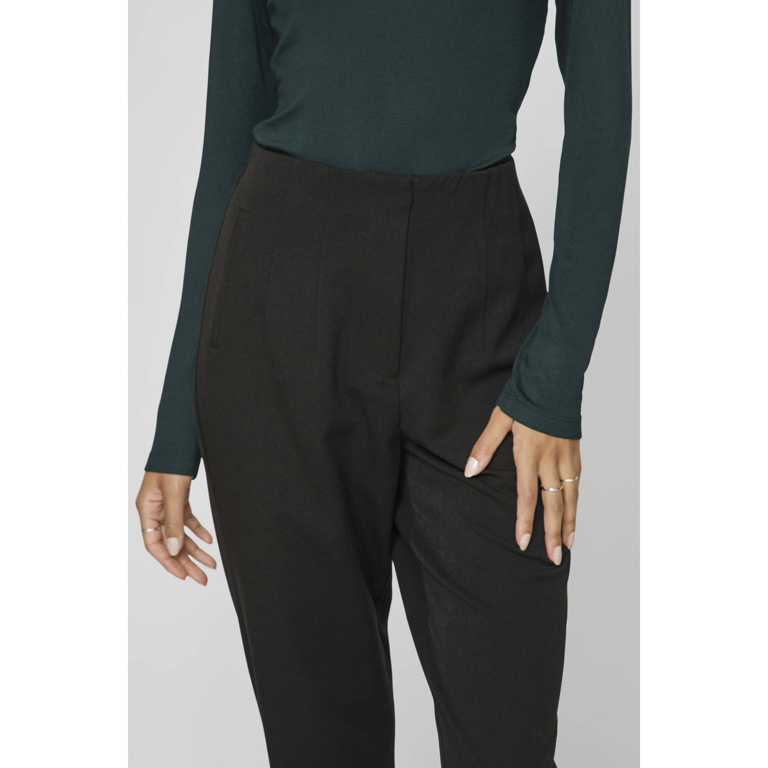 VILA high waist regular fit pantalon VIVARONE zwart