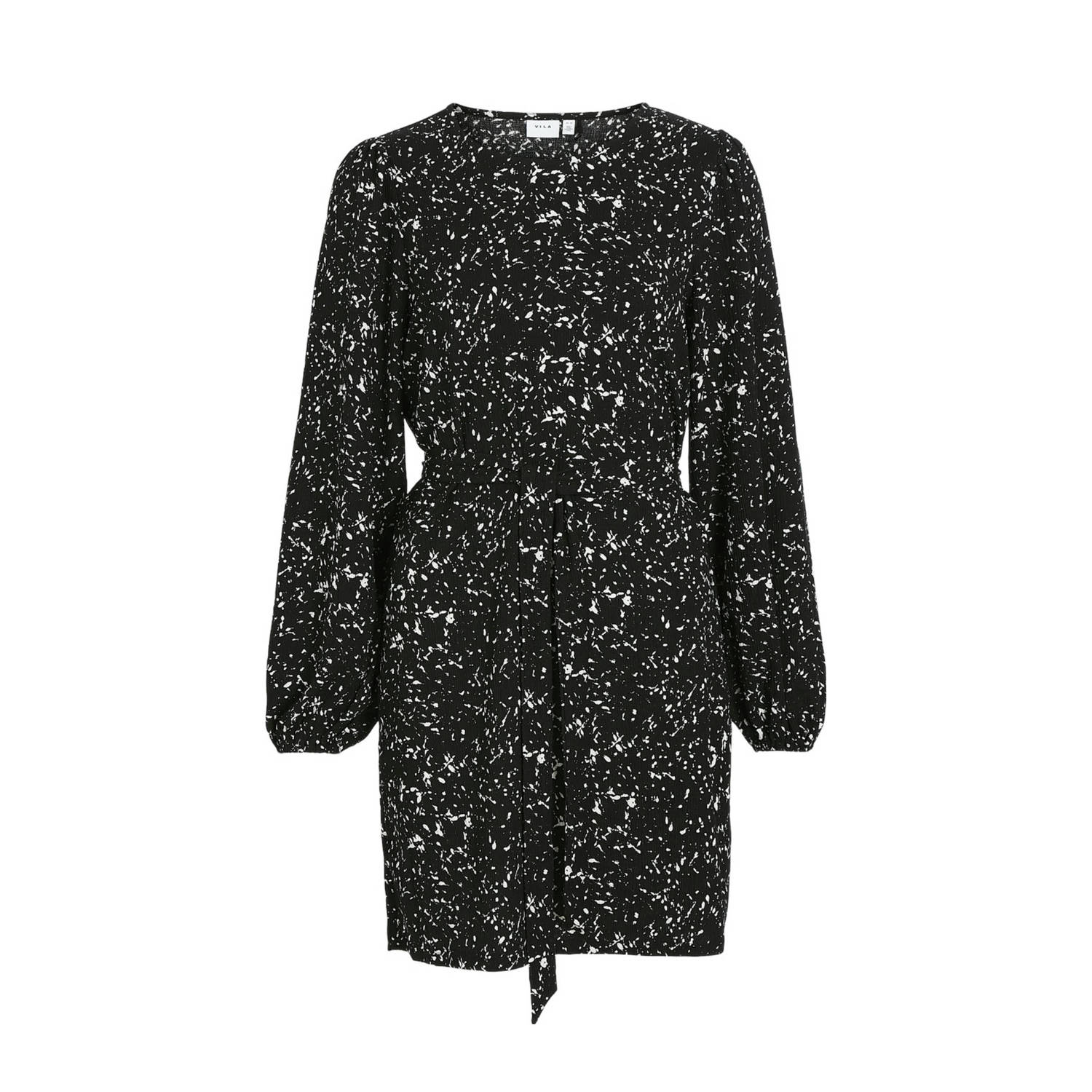 VILA jurk VIPEFFI met all over print zwart wit