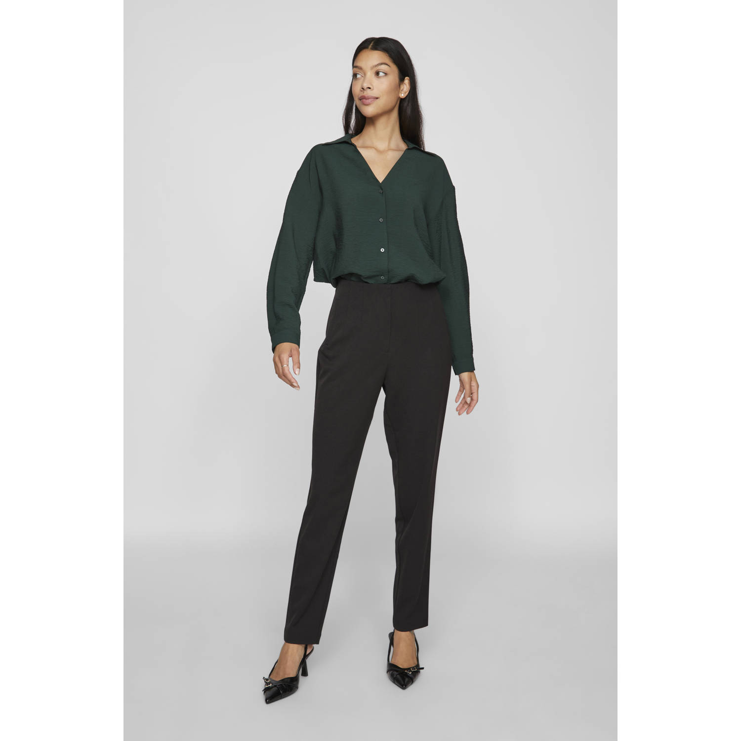 VILA blouse VIDOMIRA donkergroen