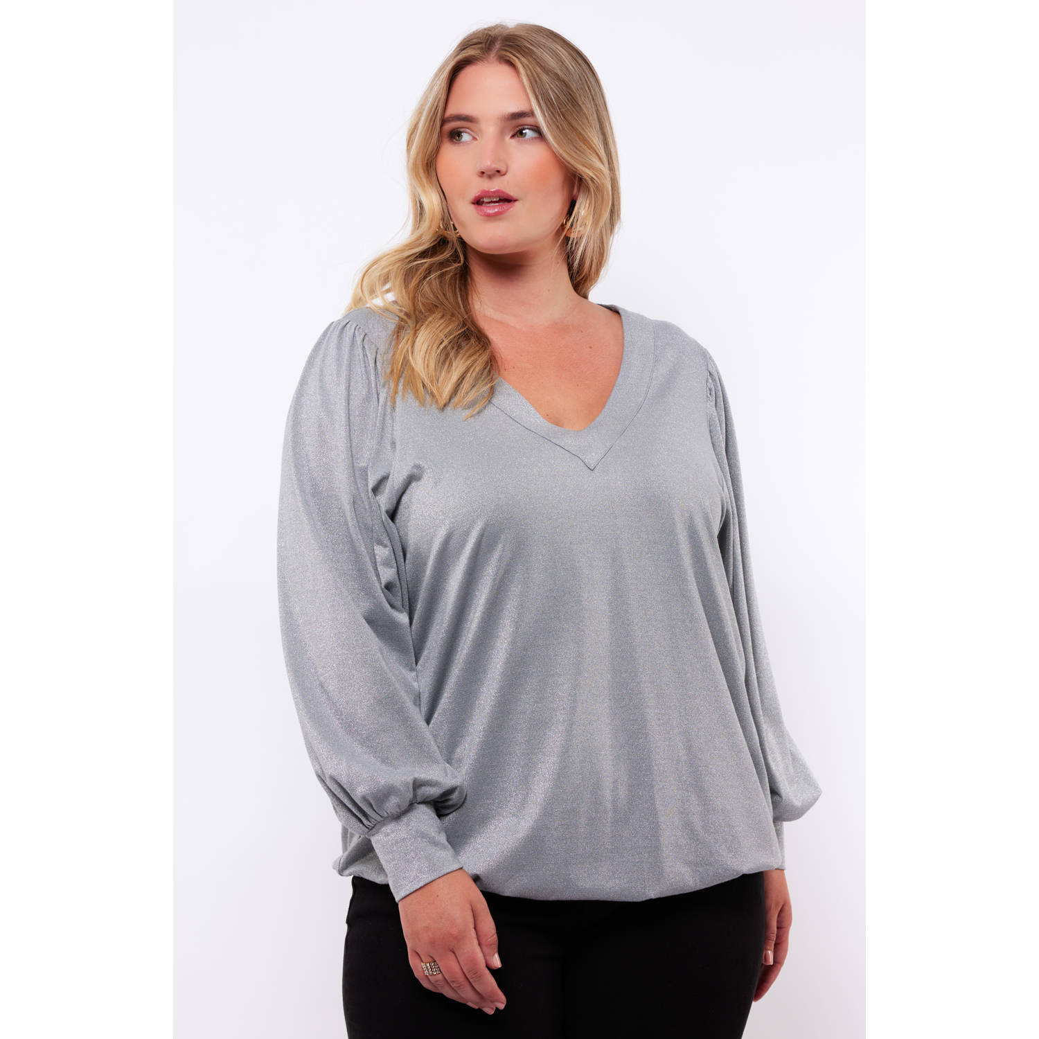 Exxcellent top met glitters zilver