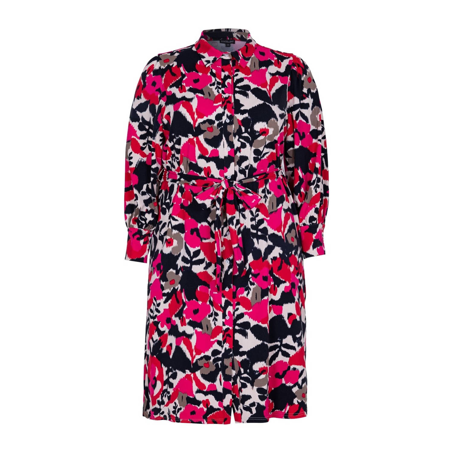 Exxcellent blousejurk met all over print roze multi