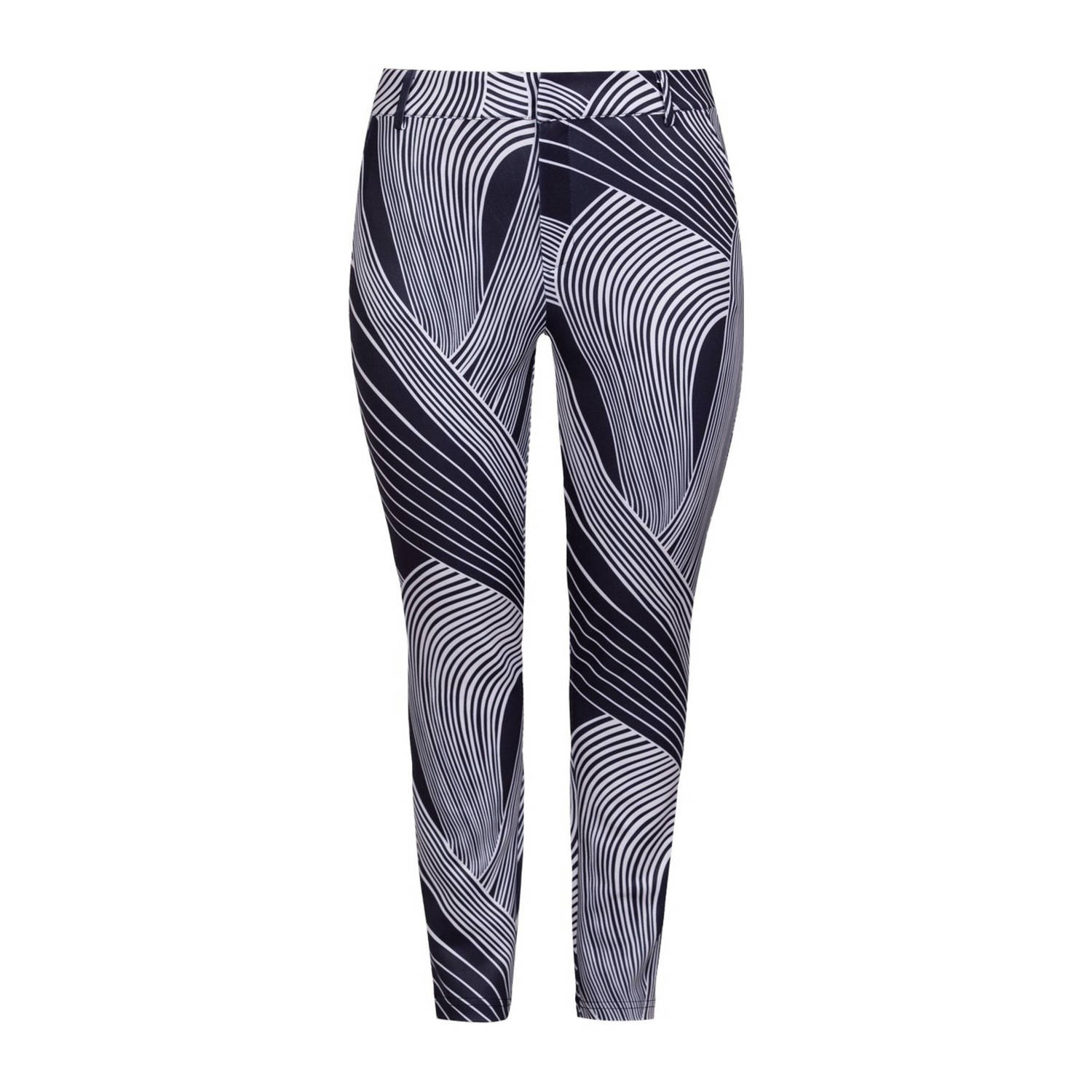 Exxcellent skinny broek met all over print zwart wit