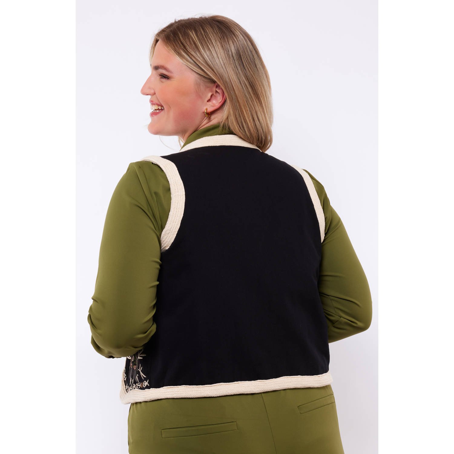 Exxcellent gebloemd gilet zwart mulit