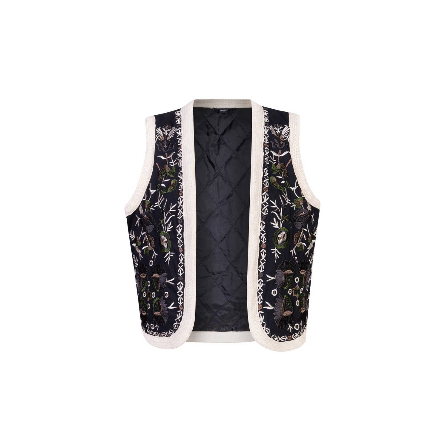 Exxcellent gebloemd gilet zwart mulit