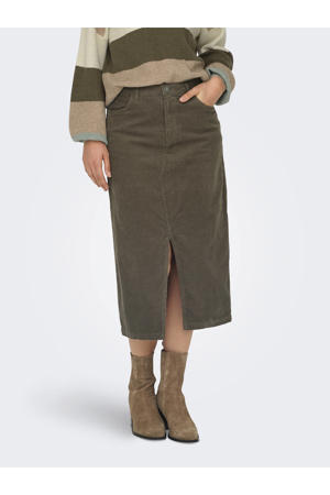 midi rok corduroy donkerbruin