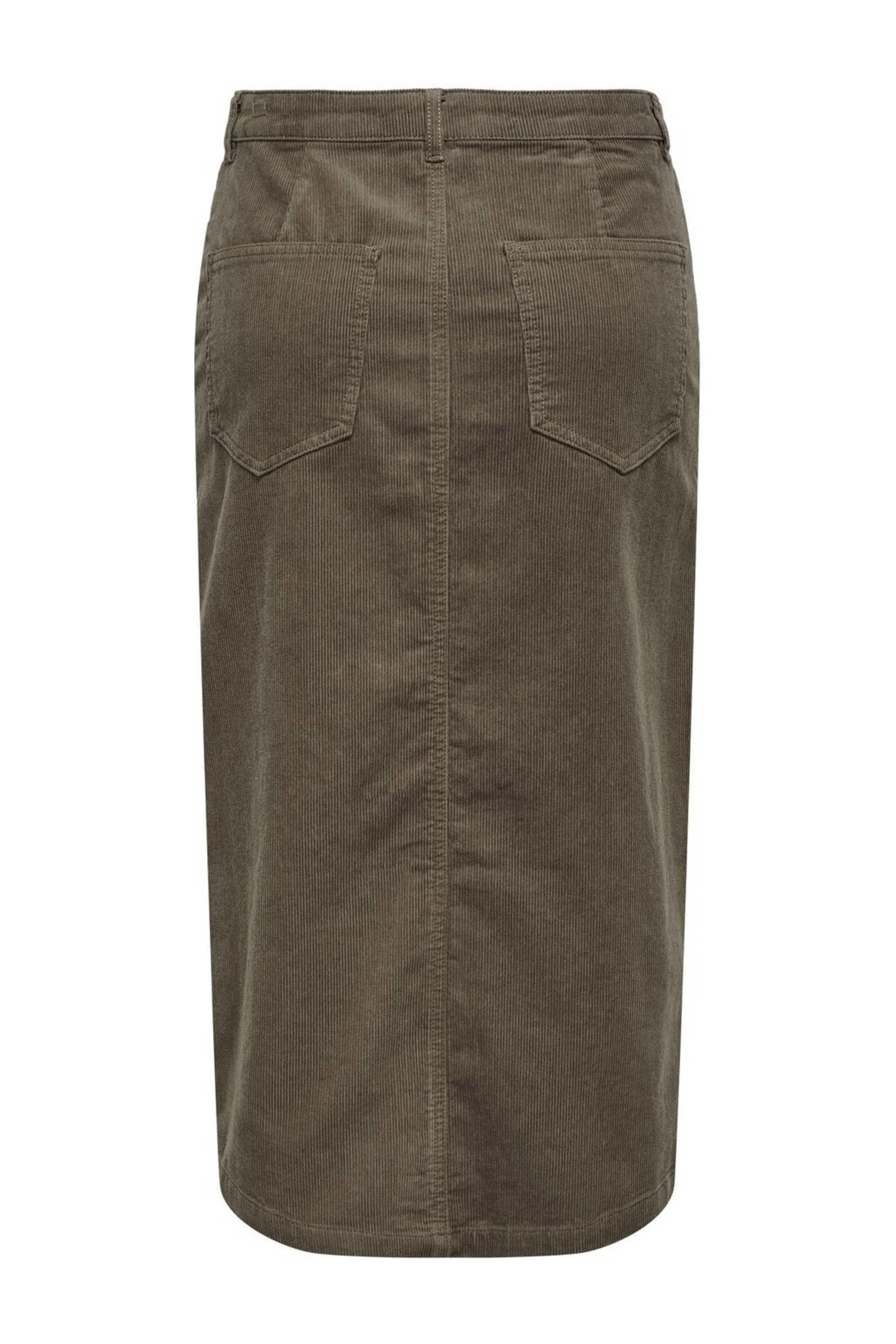 ONLY midi rok corduroy donkerbruin | wehkamp