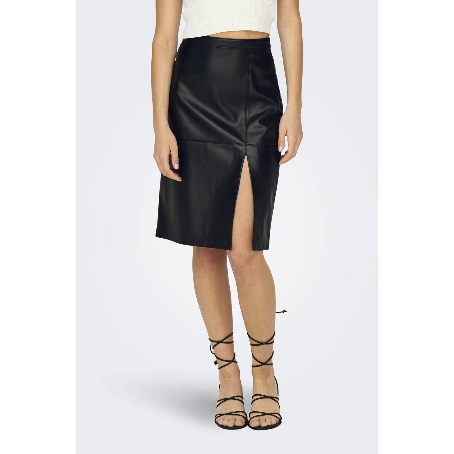 Only Imitatieleren rok ONLNEWOLINE FAUX LEATHER SKIRT CC OTW
