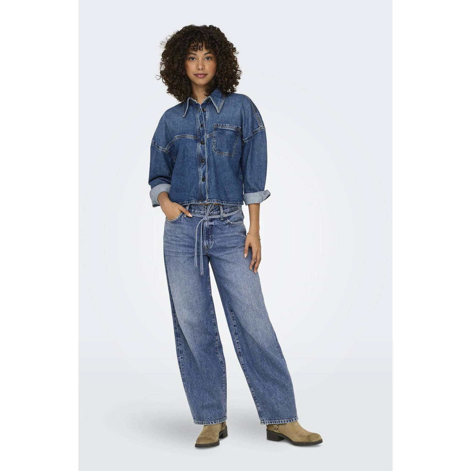 ONLY straight leg jeans ONLGIANNA medium blue denim