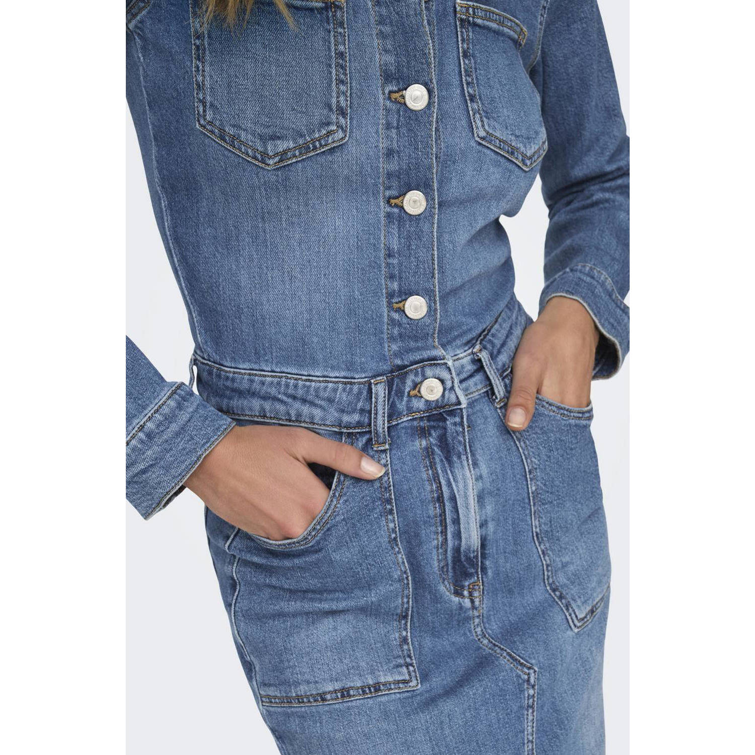 ONLY spijkerjurk ONLPRESLY medium blue denim
