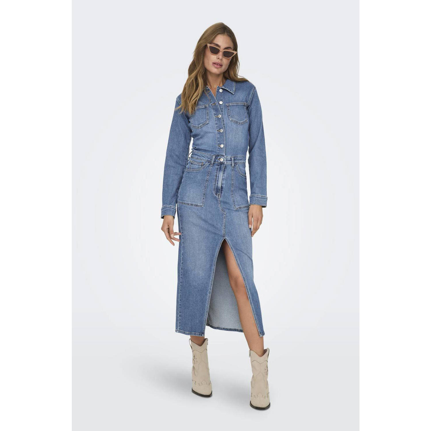 ONLY spijkerjurk ONLPRESLY medium blue denim