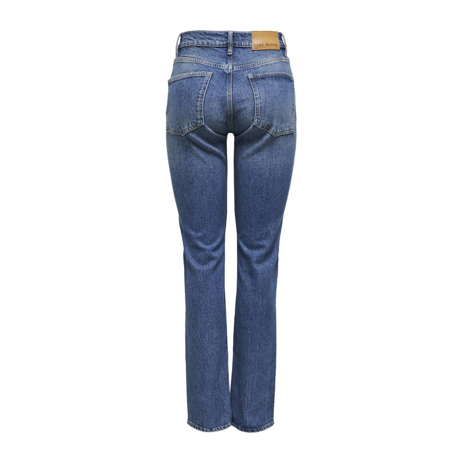 ONLY high waist straight leg jeans ONLWILLOW dark blue denim