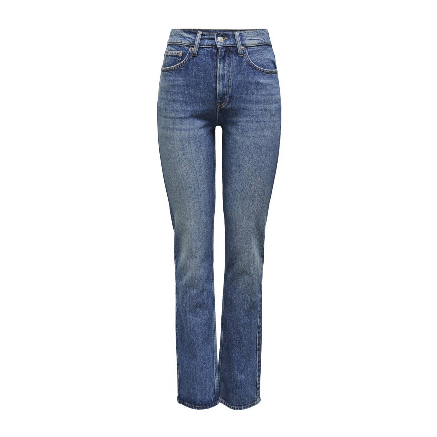 ONLY high waist straight leg jeans ONLWILLOW dark blue denim