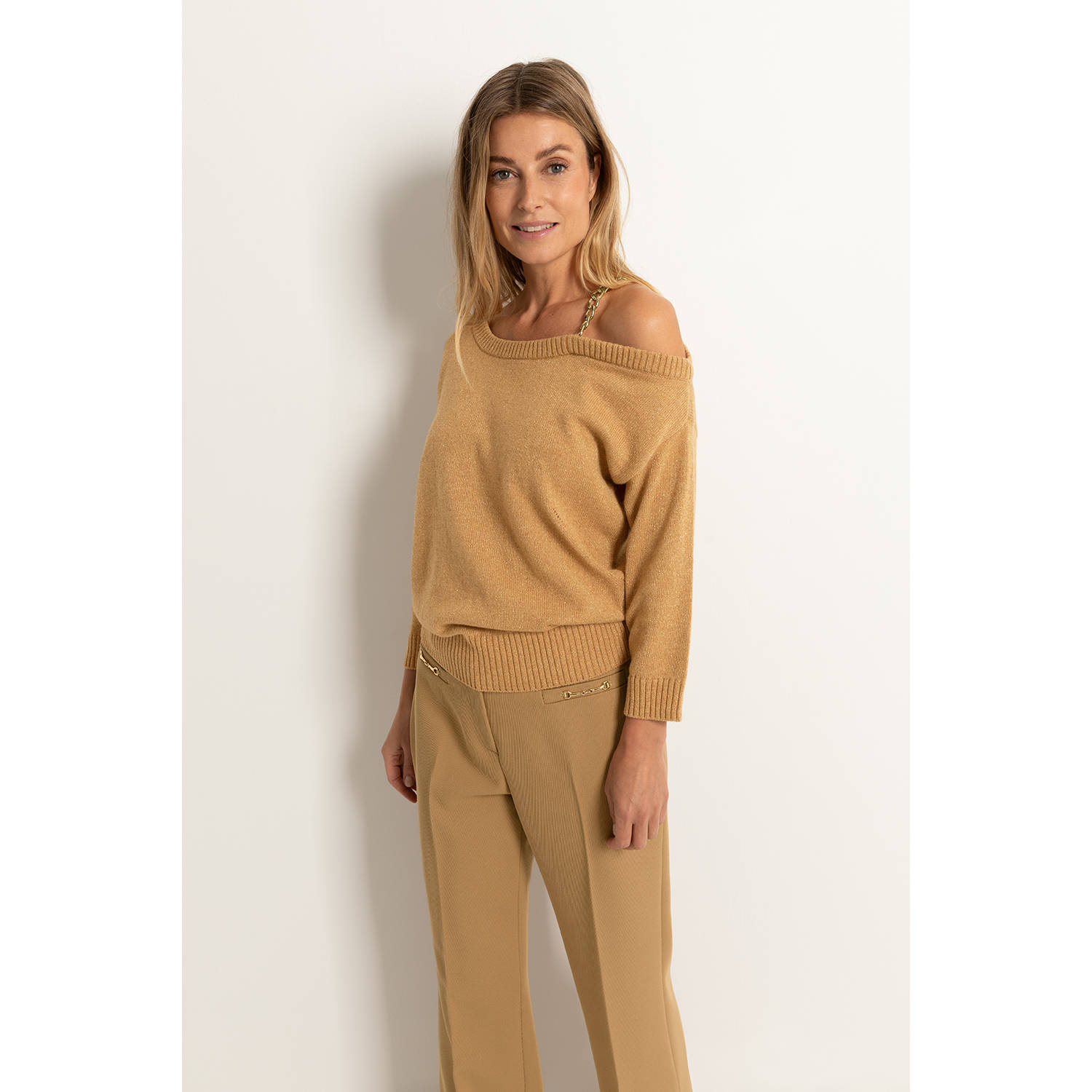 Claudia Sträter gebreide trui camel