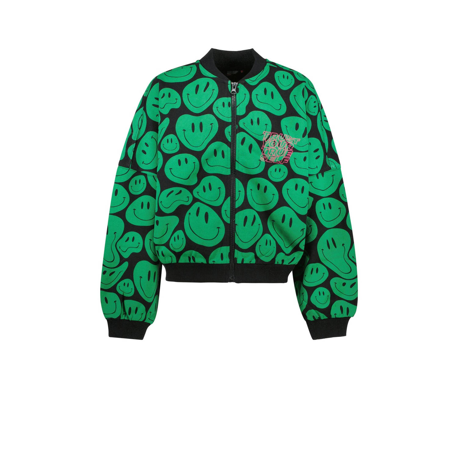 Cars sweatvest JIMENA met all over print zwart groen
