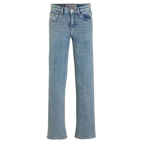 Cars high waist straight leg jeans YARA met all over print rhinestone blue afbeelding