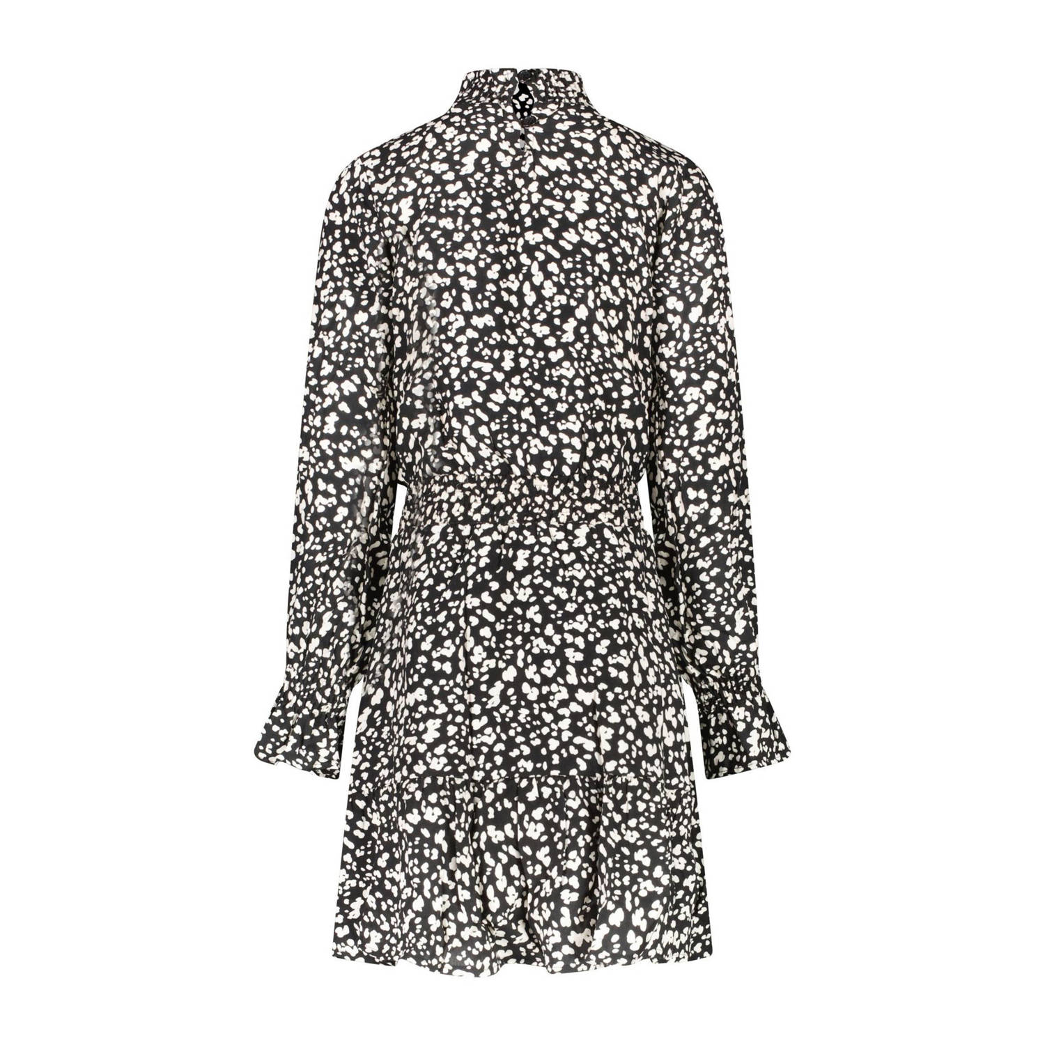 Cars jurk FLYAN met all over print zwart wit