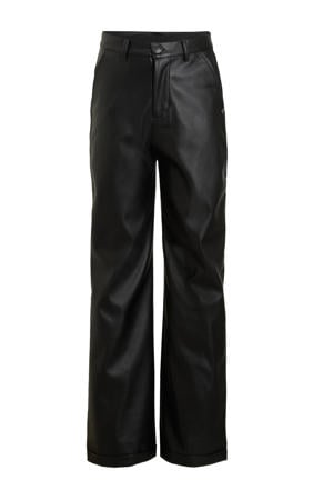 imitatieleren regular fit broek INNESSY zwart