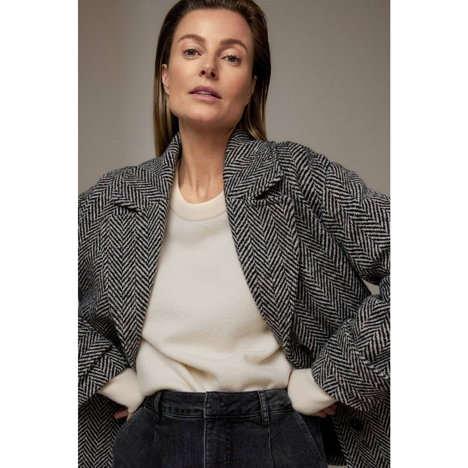 Claudia Sträter Maura by Claudia Strater Manteljas herringbone zwart