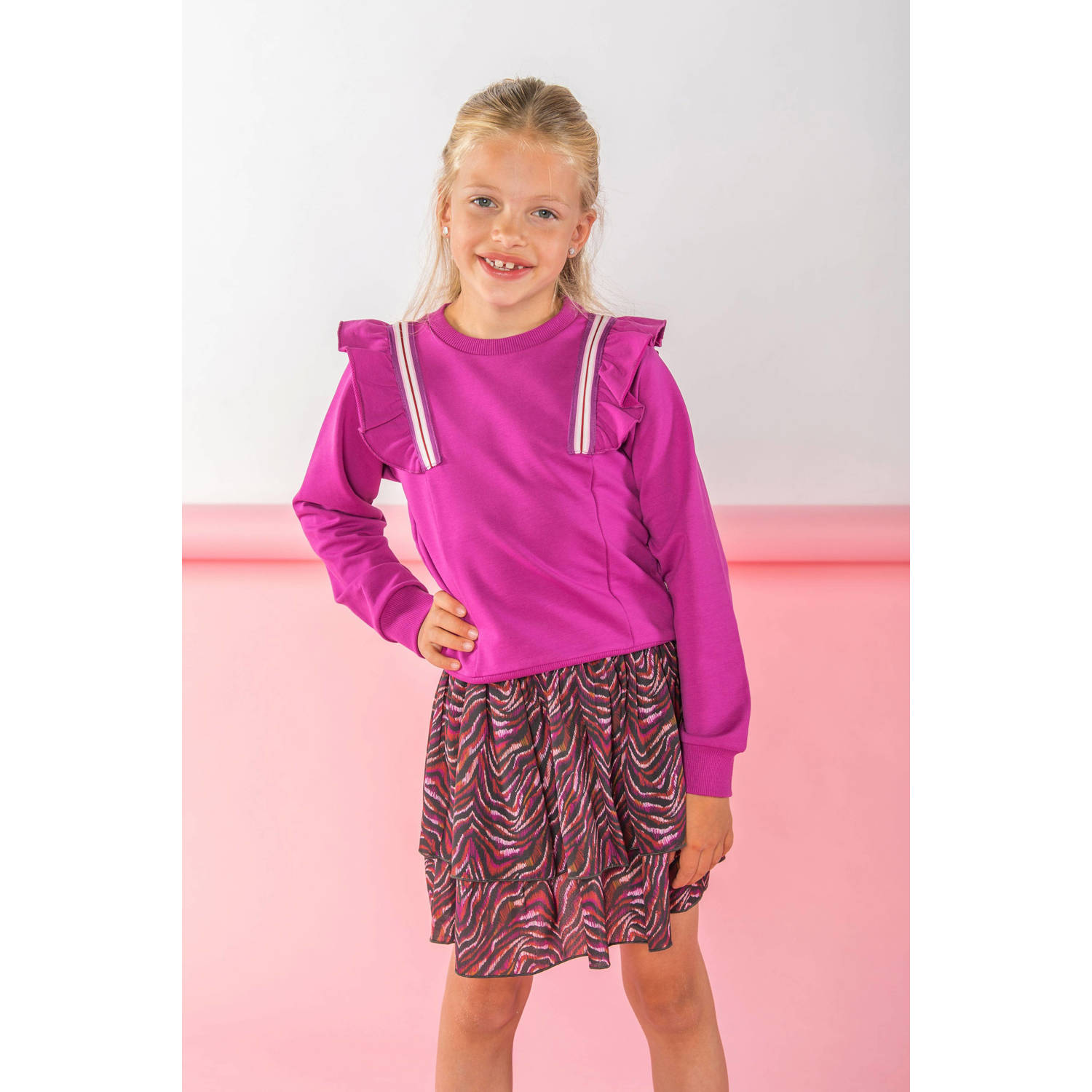 B.Nosy gestreepte sweater Sara paars