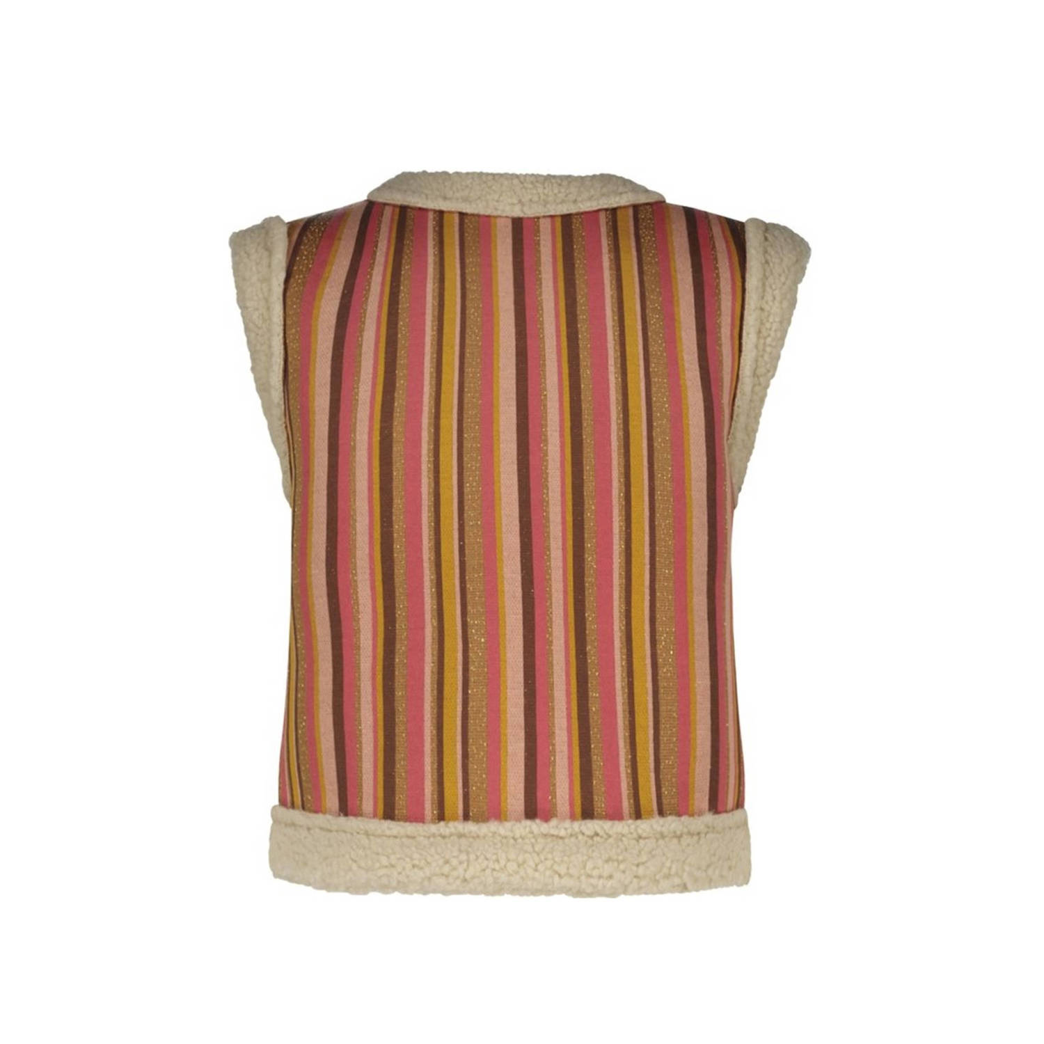 B.Nosy gestreept gilet Gwen ecru roze geel